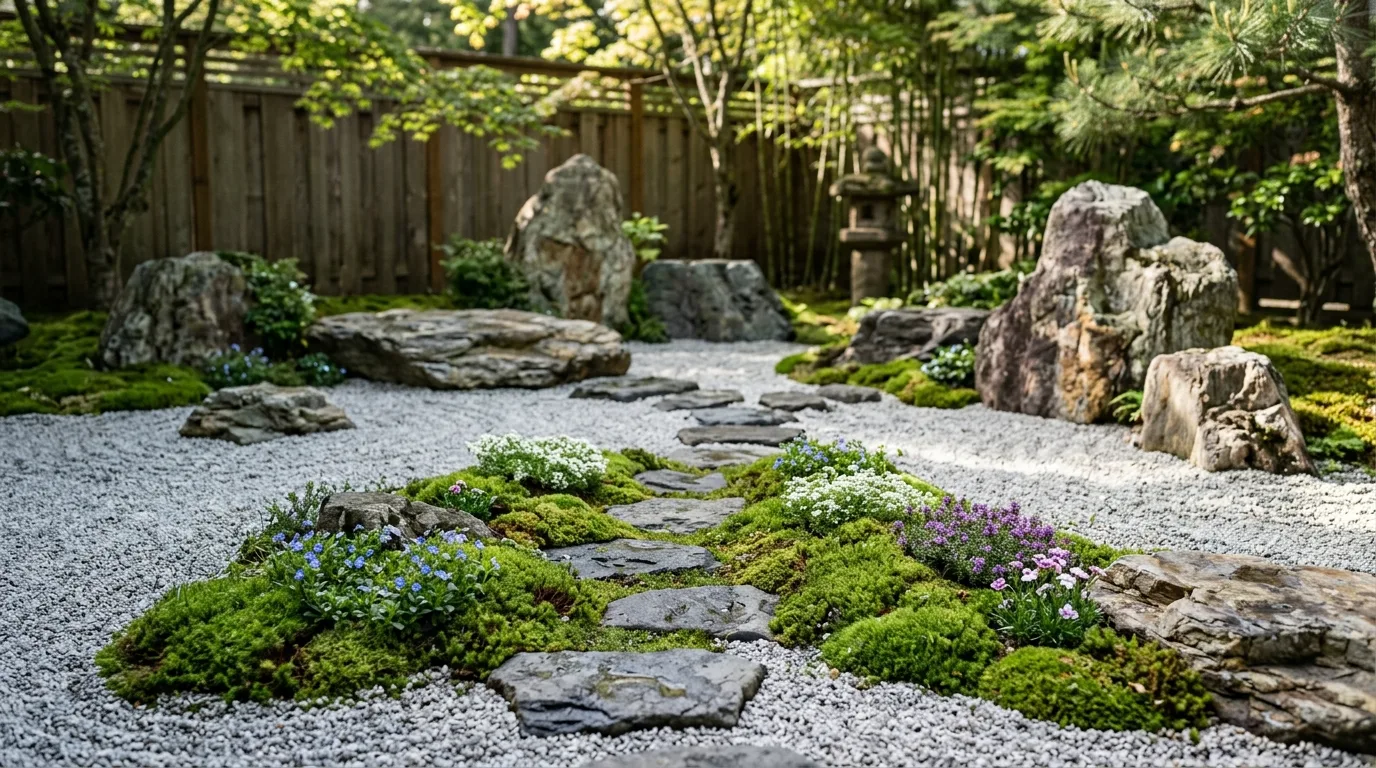 Minimalist Rock Garden With Flat Stones
